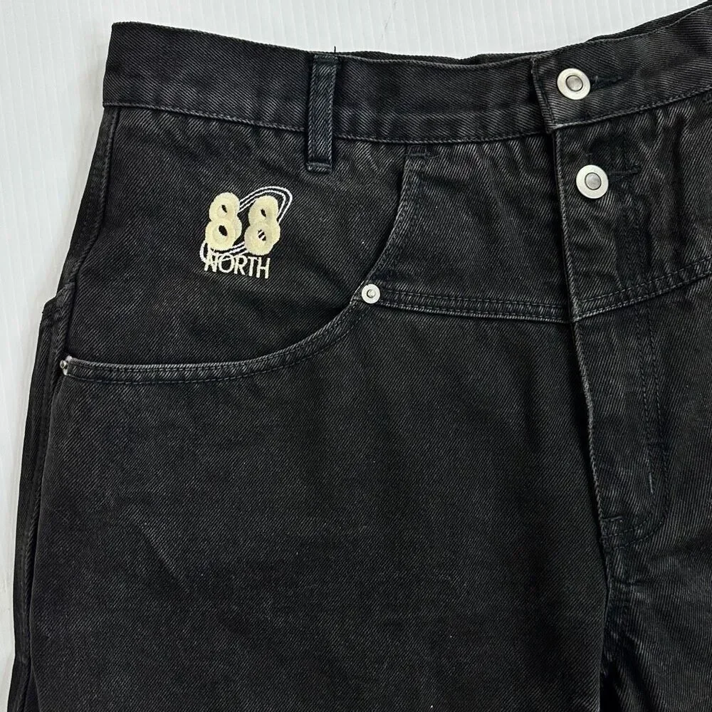 Vintage 88 North Black Denim Carpenter Shorts Y2K Skate Baggy Mens 36 Streetwear